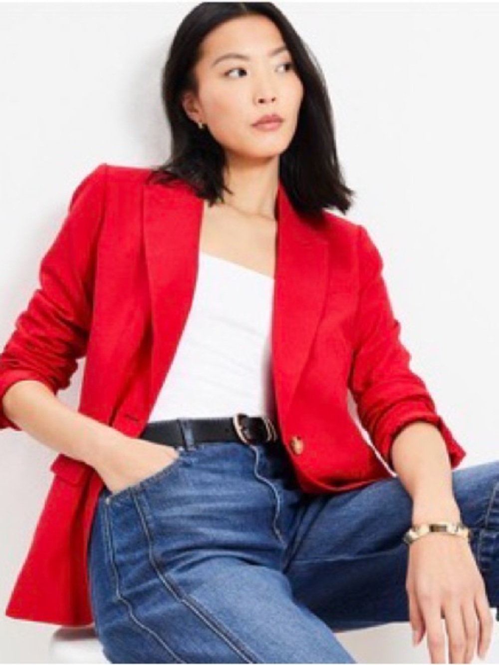 ♥️ NWT Loft Women’s Oversized Linen Blend Classic Single-Button Blazer Size 2